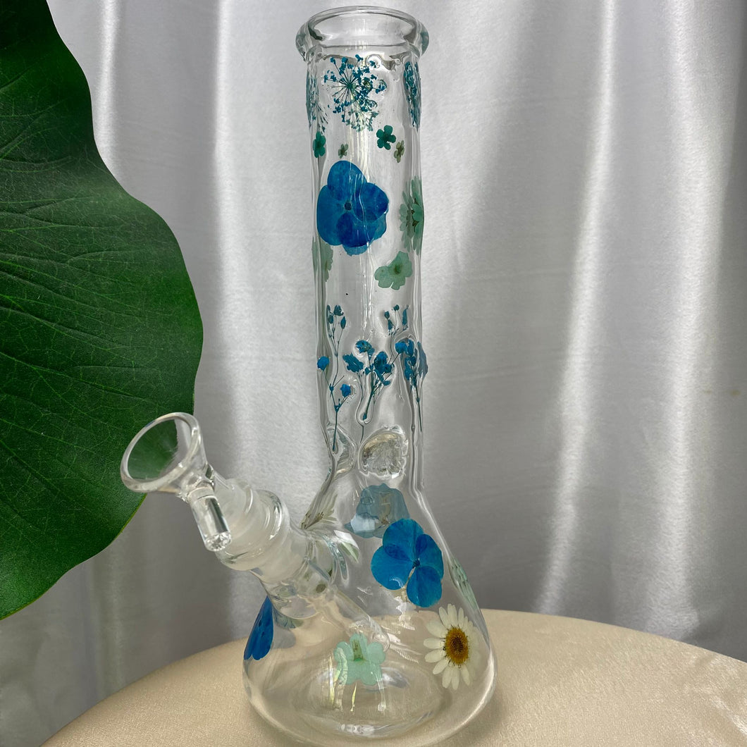 Blue Flora Bong