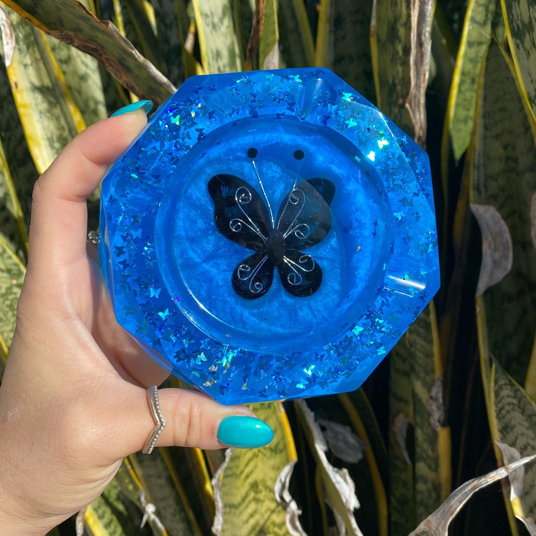 Blue Butterfly Ashtray