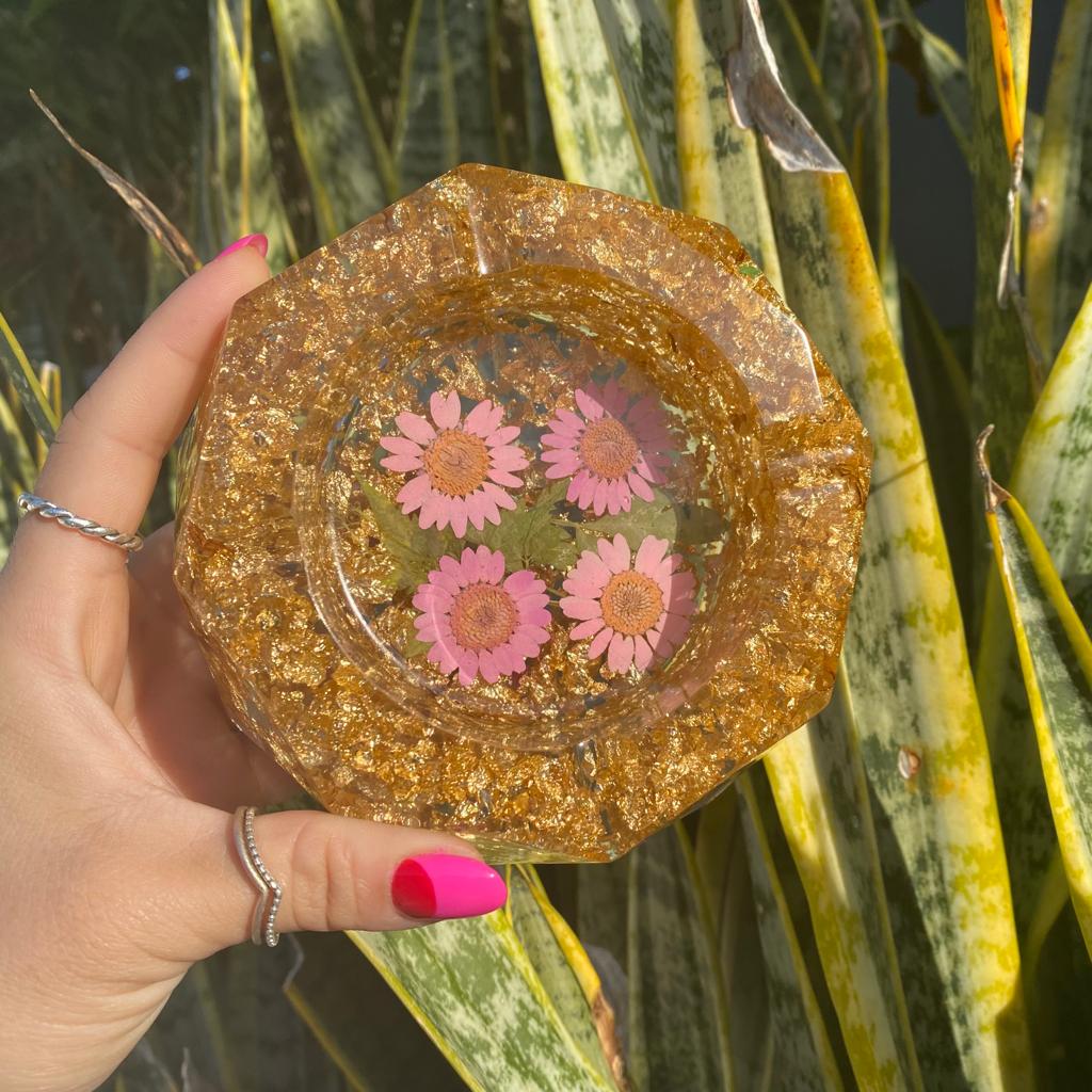 Pink Flora Ashtray