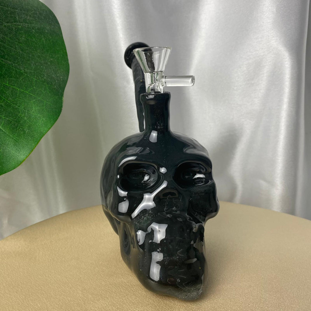 Glossy Black Skull Bong