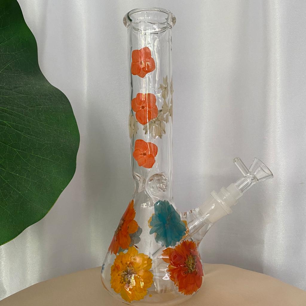 Orange Flora Bong