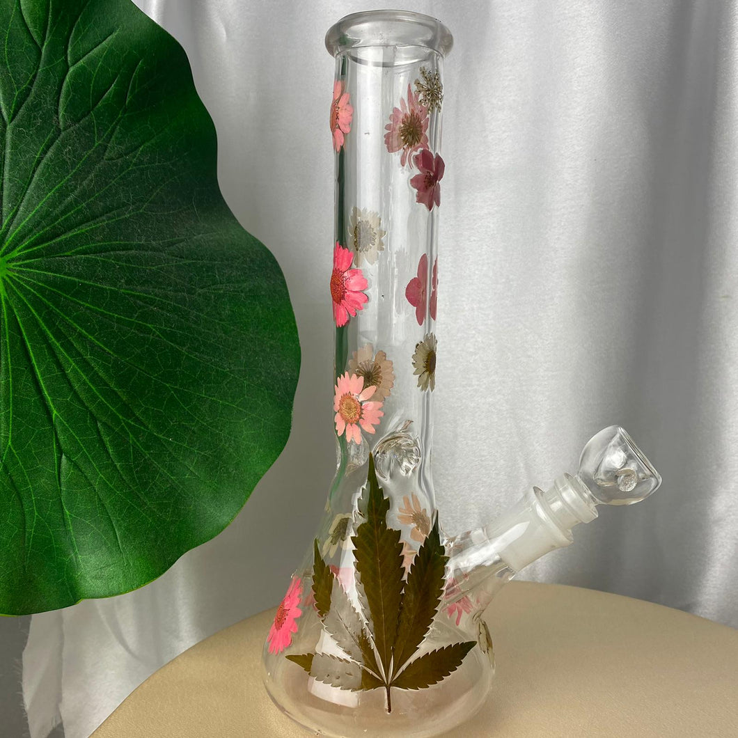 Pink Flora Leaf Bong